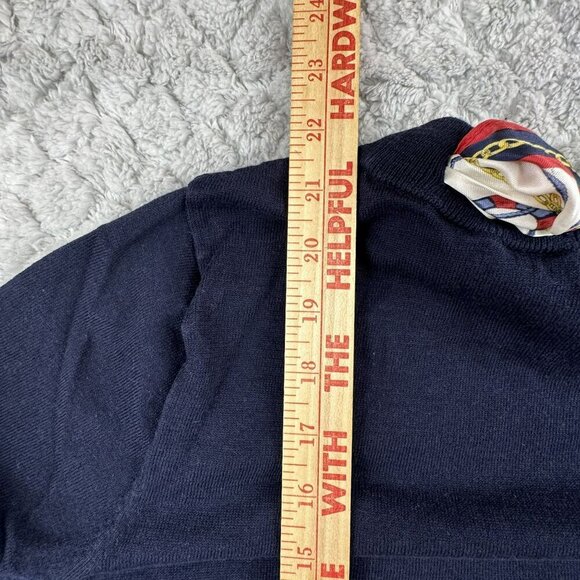 Talbot‎ Navy Knit Sweater top With Red/Blue Scarf neck tie Size Large - Picture 6 of 9